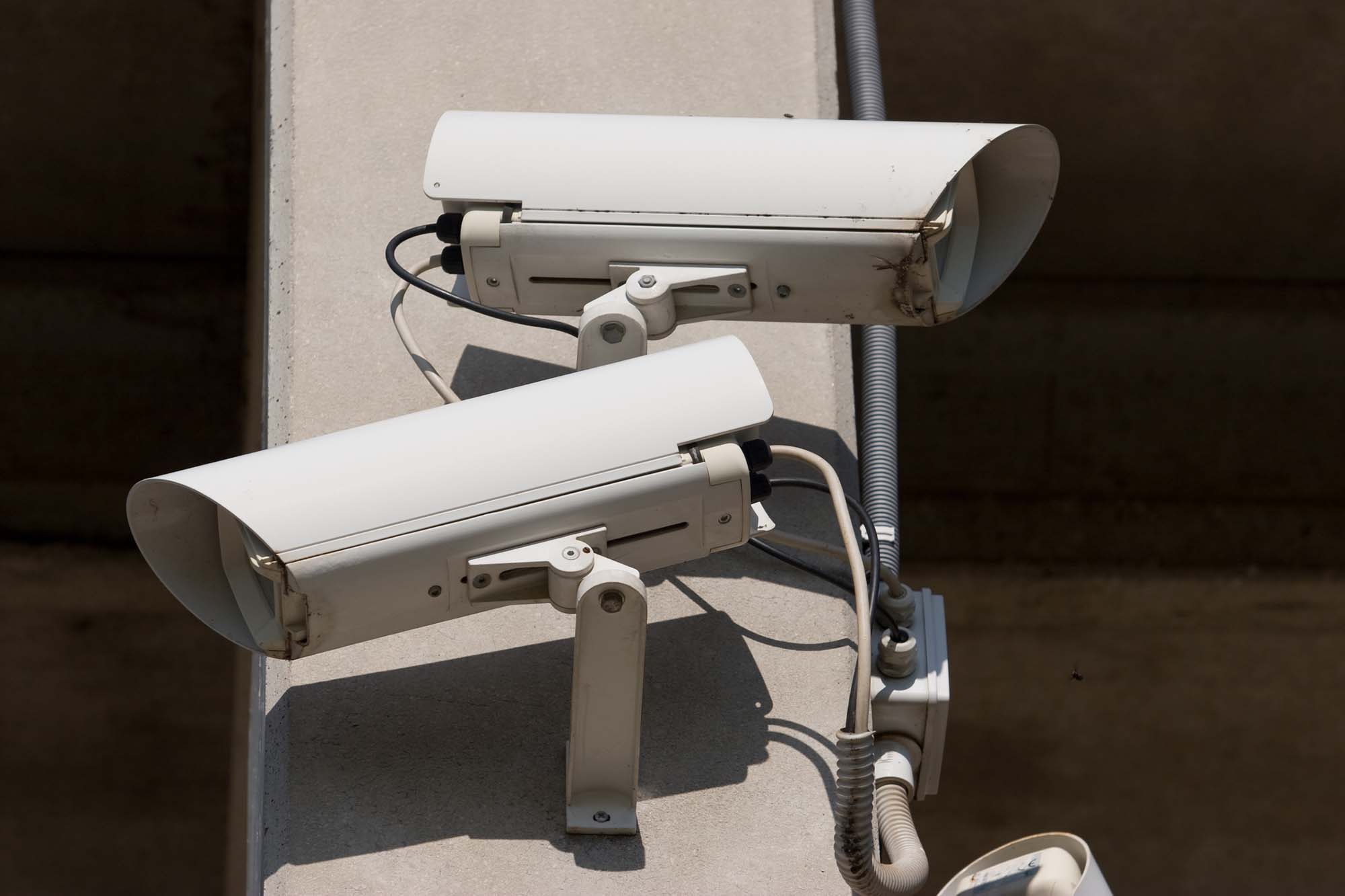 2 CCTV cameras on a post